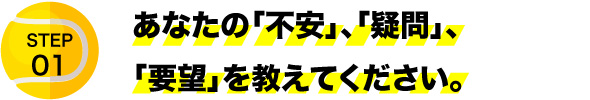 あなたの「不安」、「疑問」、「要望」を教えてください。