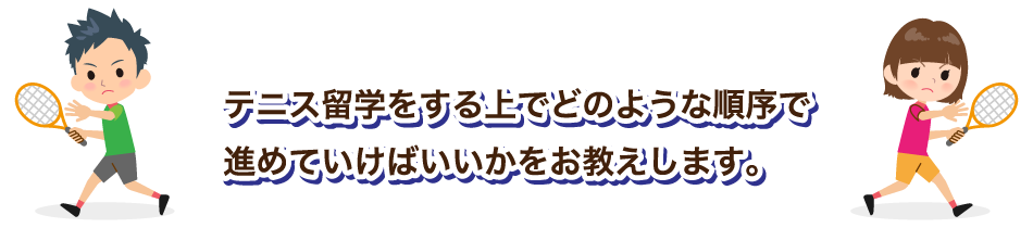 テニス留学をする上でどのような順序で進めていけばいいかをお教えします。