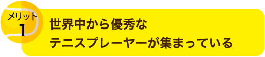 世界中から優秀なテニスプレーヤーが集まっている